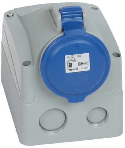 Розетка кабельная накладная Legrand P17 Tempra Pro 32А 2P+PE 230В IР44 синий картинка 